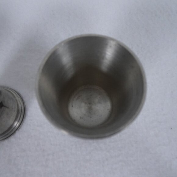 Vintage SKS ZINN 95% Pewter Embossed Shot Glass Set of 3 Cups Goblet - Picture 4 of 8